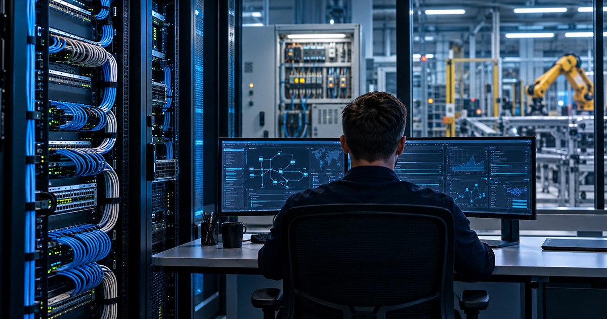 Illustrative IT and OT monitoring scene